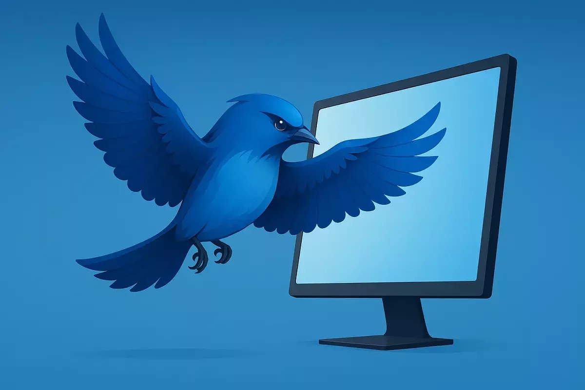 Oiseau bleu à la manière du logo Thunderbird